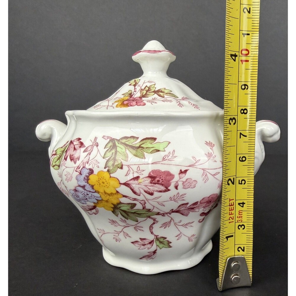 Vintage Ridgway English Garden 4424 Sugar Bowl with Lid, Floral Pattern - Picture 10 of 11